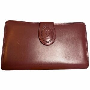 Vintage Cartier Burgundy Leather  Clutch bag rare design
